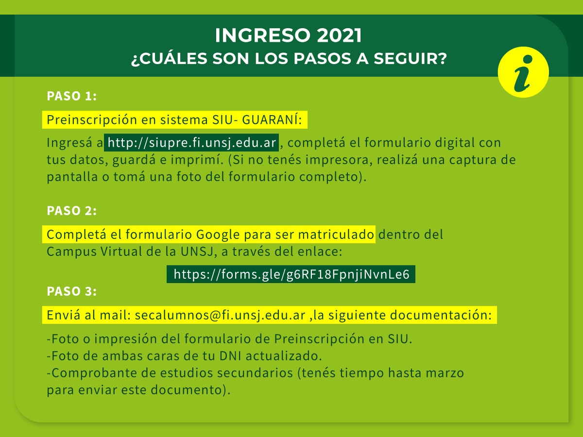 Ingreso 2021: Matriculación en Curso Intensivo de Febrero 